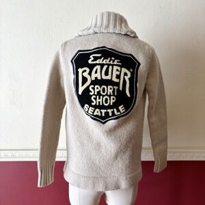 Eddie Bauer x Ilaria Urbinati lambswool shawl collar patch cardigan